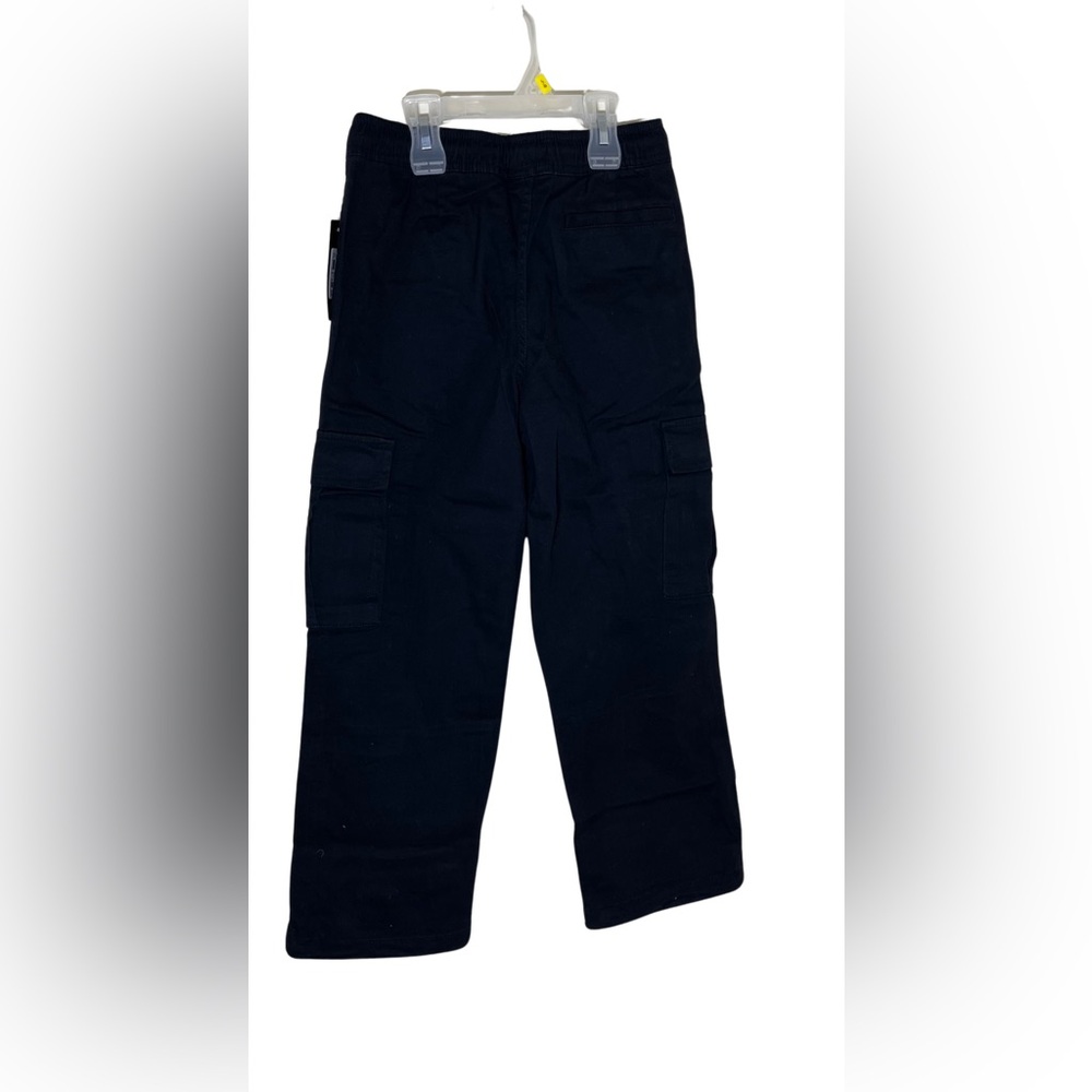 Sz 7/8 boys urban kids Black Cargo Pants with pockets tie elastic waist
